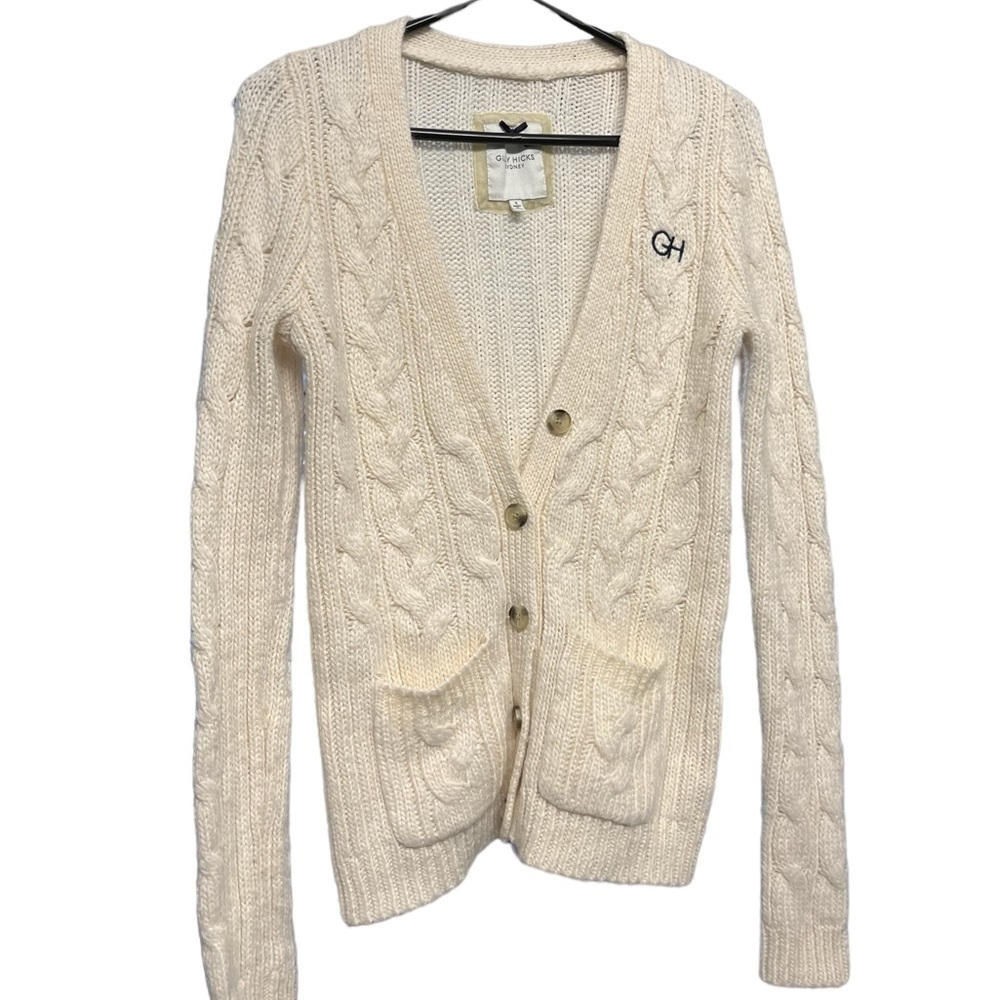 Gilly Hicks Sydney Women's Cable Knit Cardigan Sweater Wool Blend Beige …